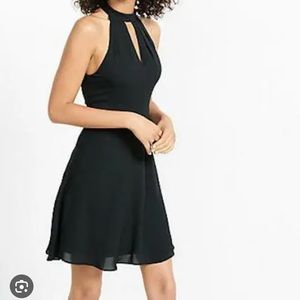 Express black keyhole fit and flare dress